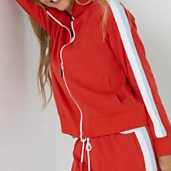 Gaby Espino x Peace Love World Women's Zip-Up Track Jacket, Red & White, Size XL - Picture 4 of 14